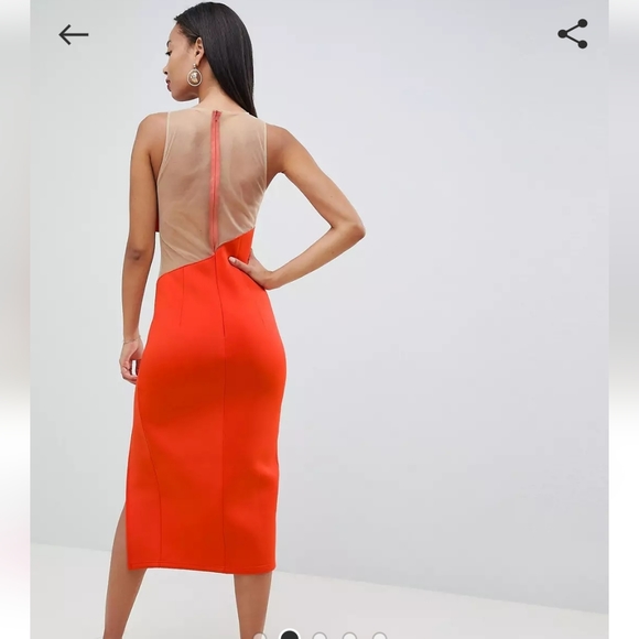 Asos red bow front mesh dress - Picture 4 of 4